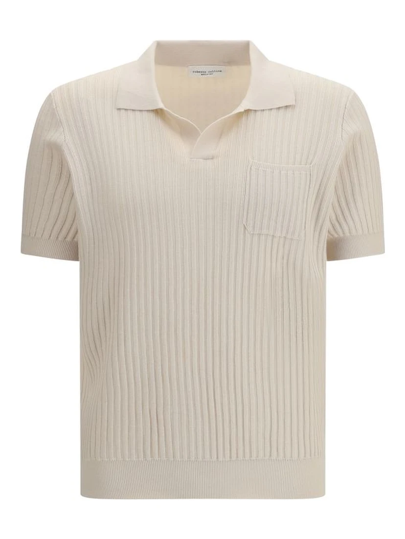 Beige Cotton Polo Shirt