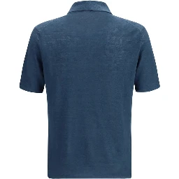 Blue Linen Polo Shirt