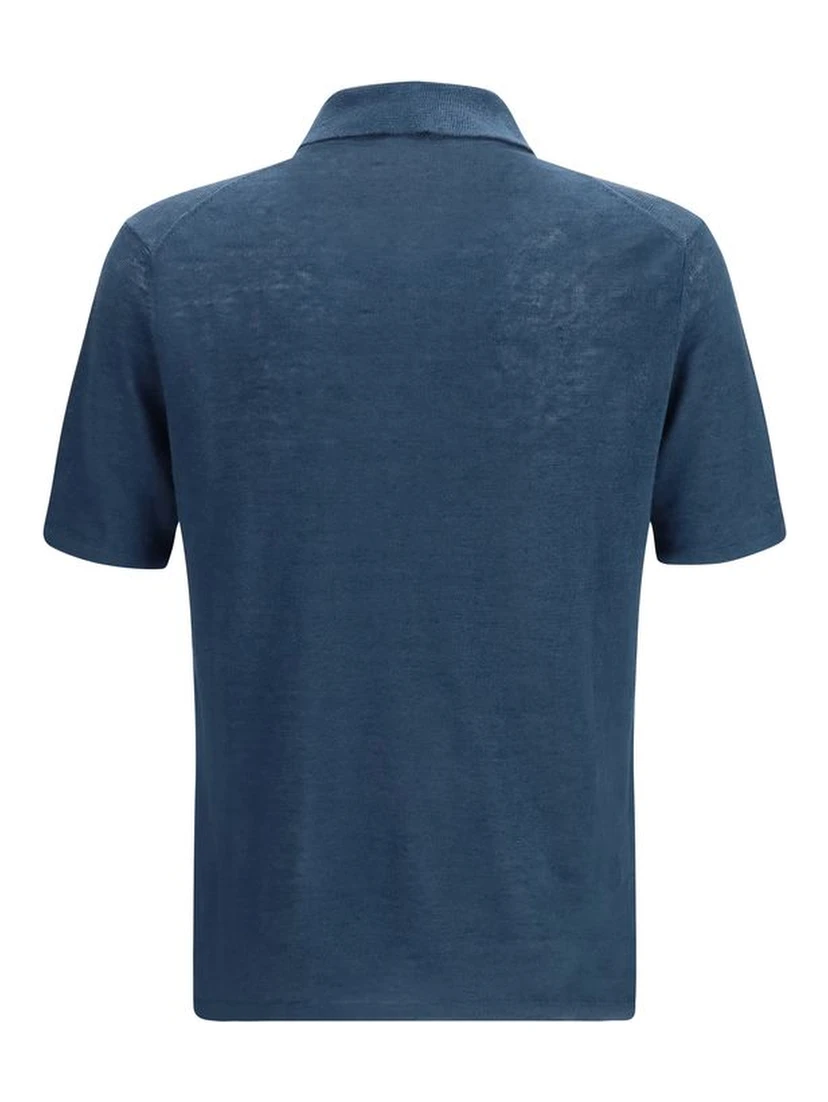 Blue Linen Polo Shirt