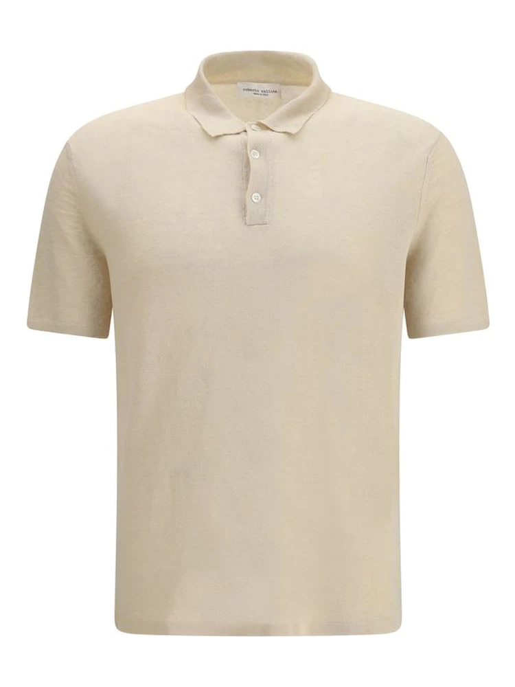Beige Linen Polo Shirt