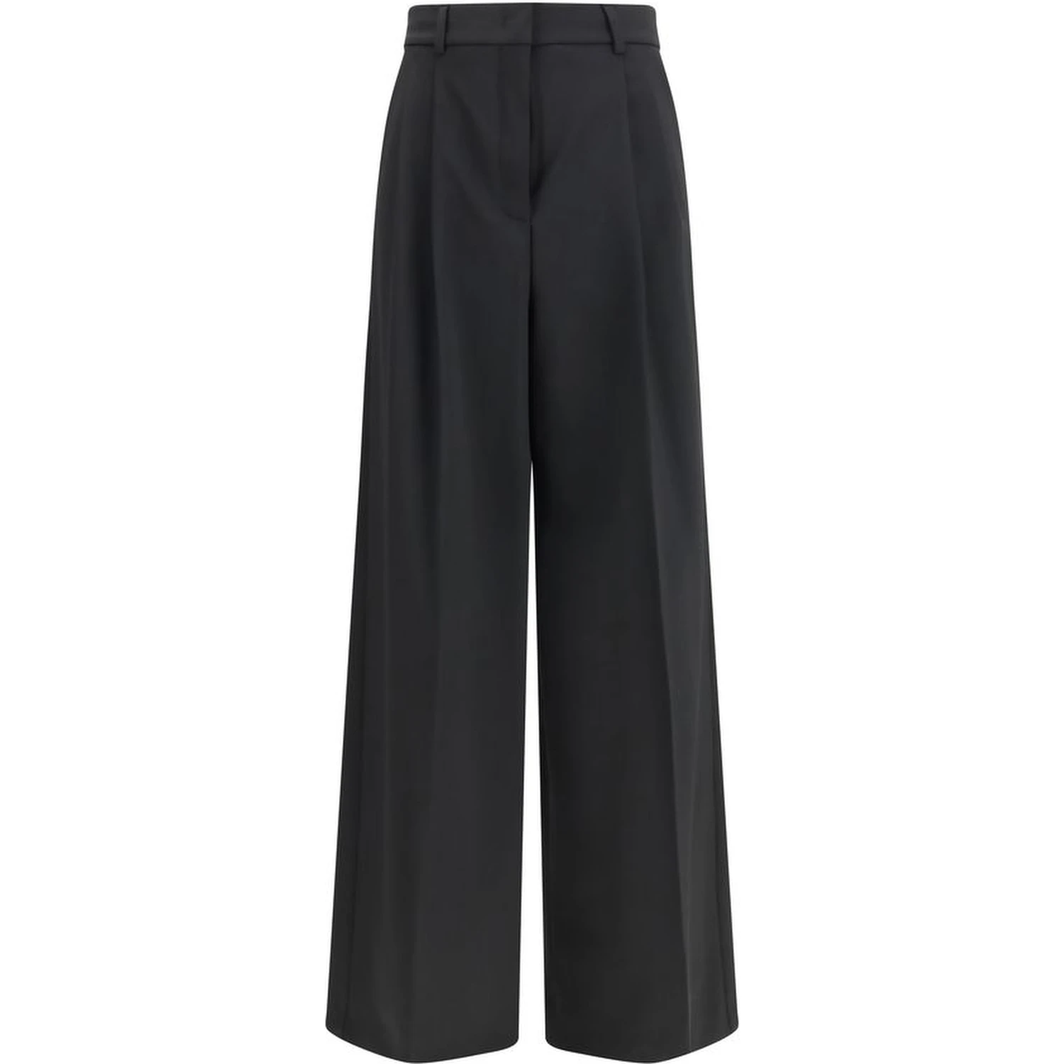 Black Polyester Casual Pants