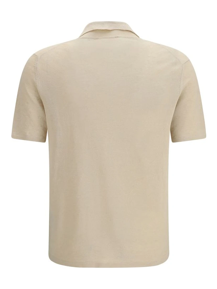 Beige Linen Polo Shirt