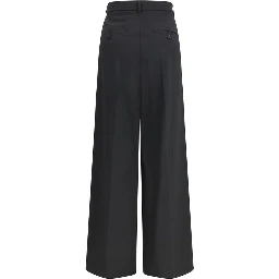 Black Polyester Casual Pants
