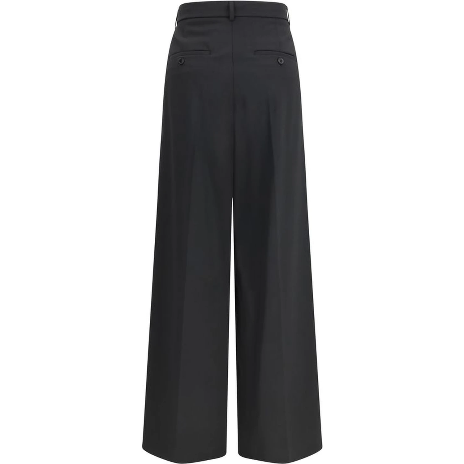 Black Polyester Casual Pants