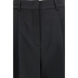 Black Polyester Casual Pants