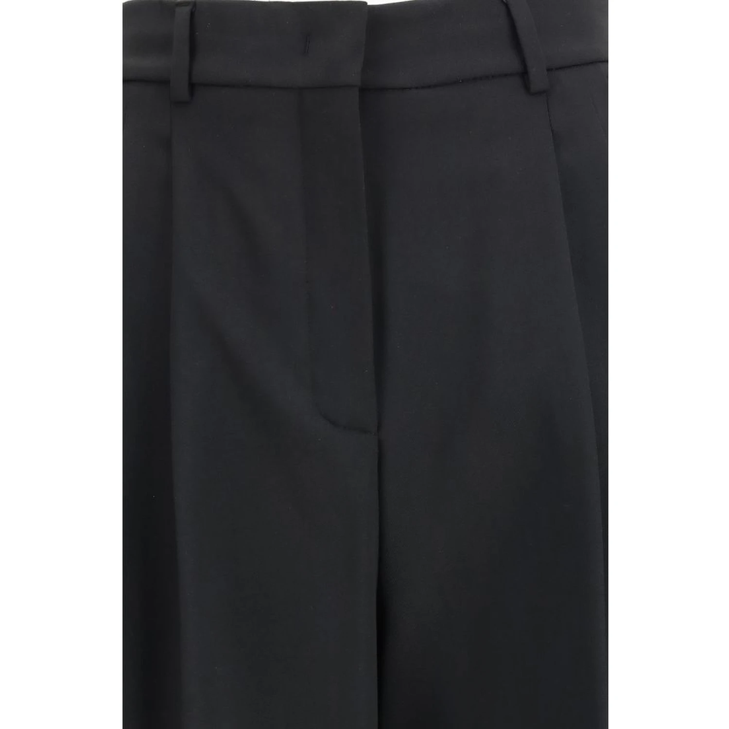 Black Polyester Casual Pants