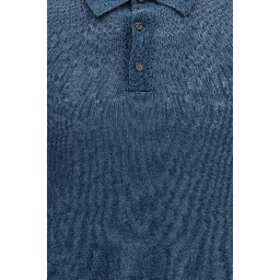 Blue Linen Polo Shirt