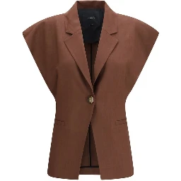Brown Viscose Sleveless Jacket