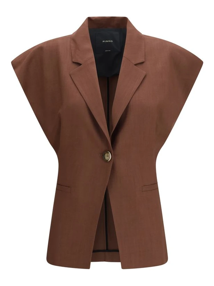 Brown Viscose Sleveless Jacket