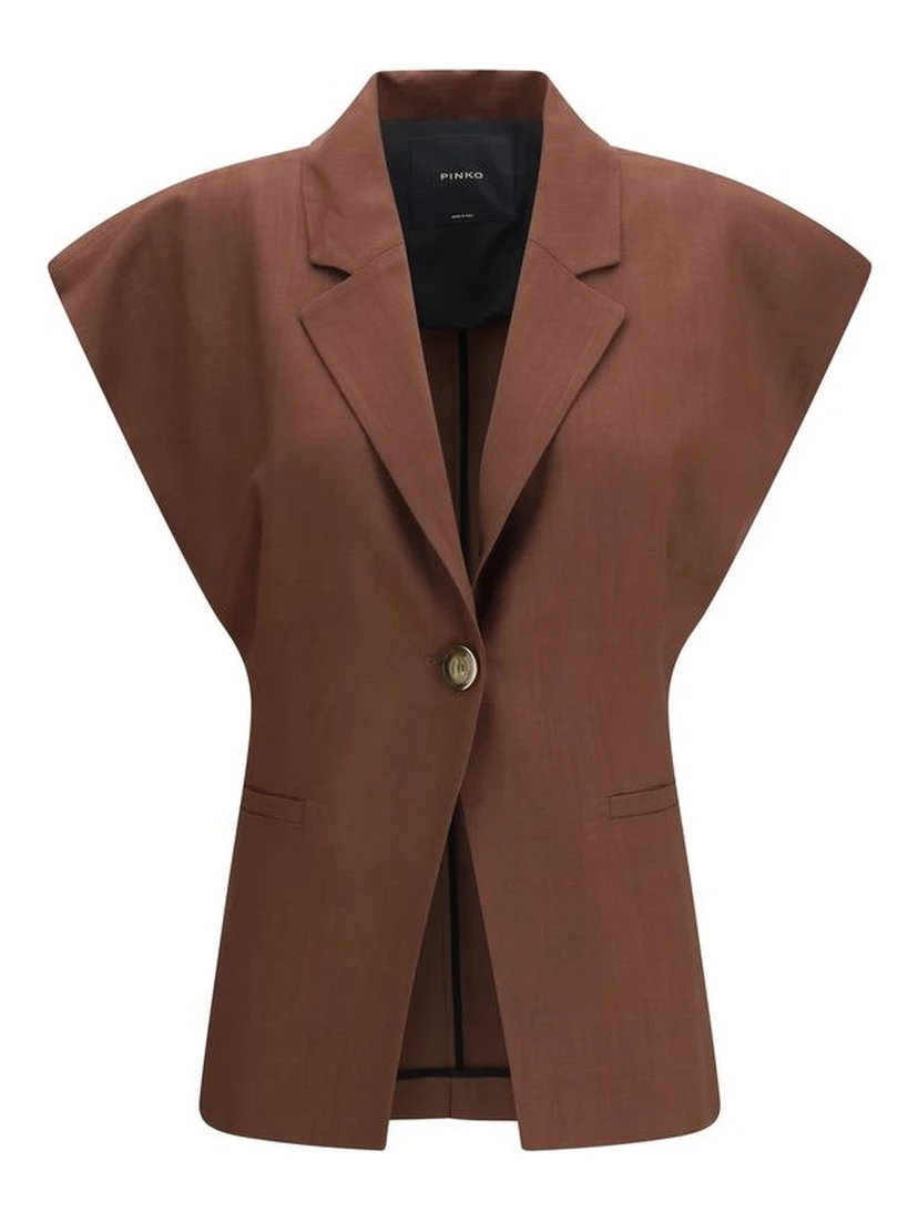 Brown Viscose Sleveless Jacket