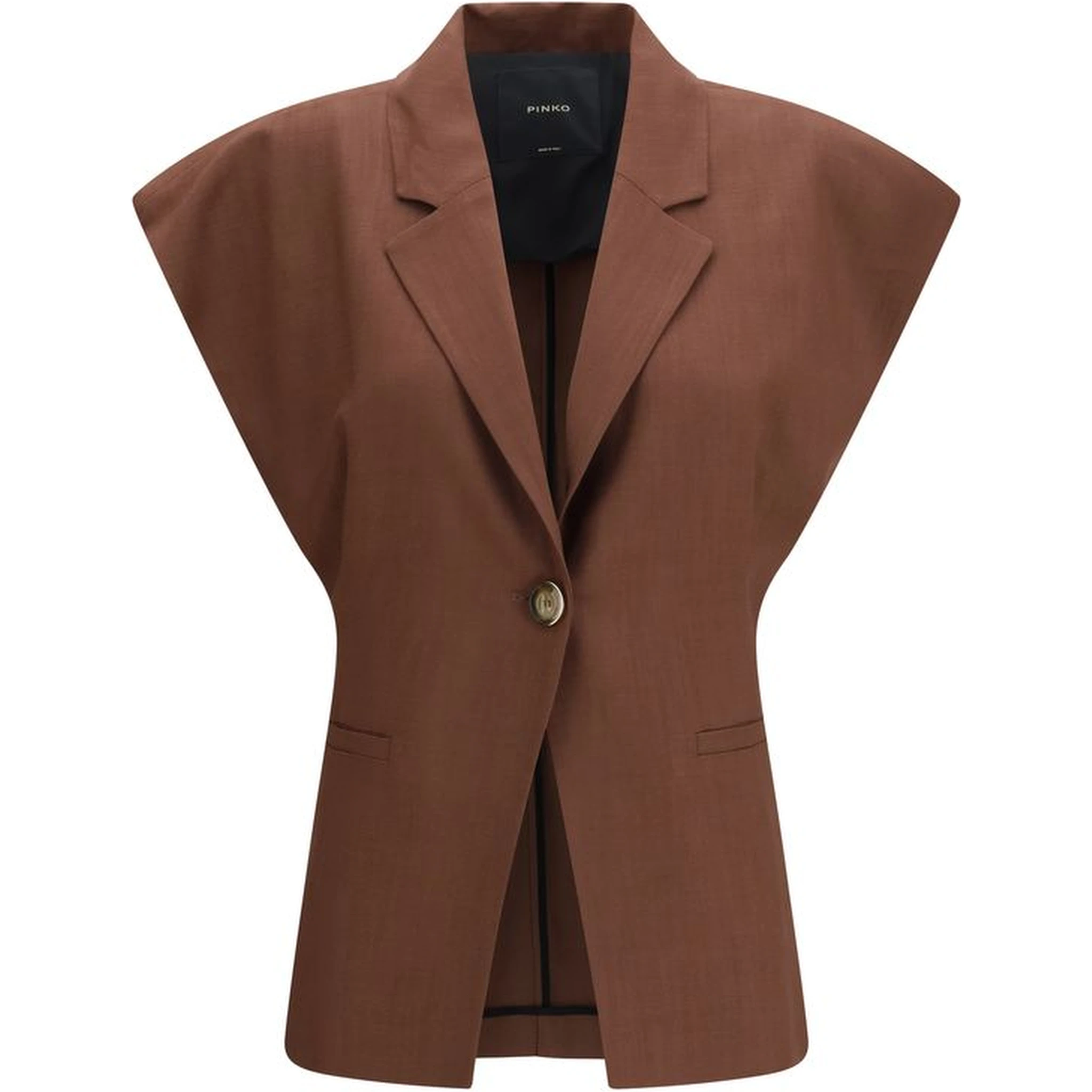 Brown Viscose Sleveless Jacket