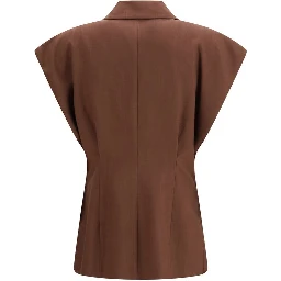 Brown Viscose Sleveless Jacket