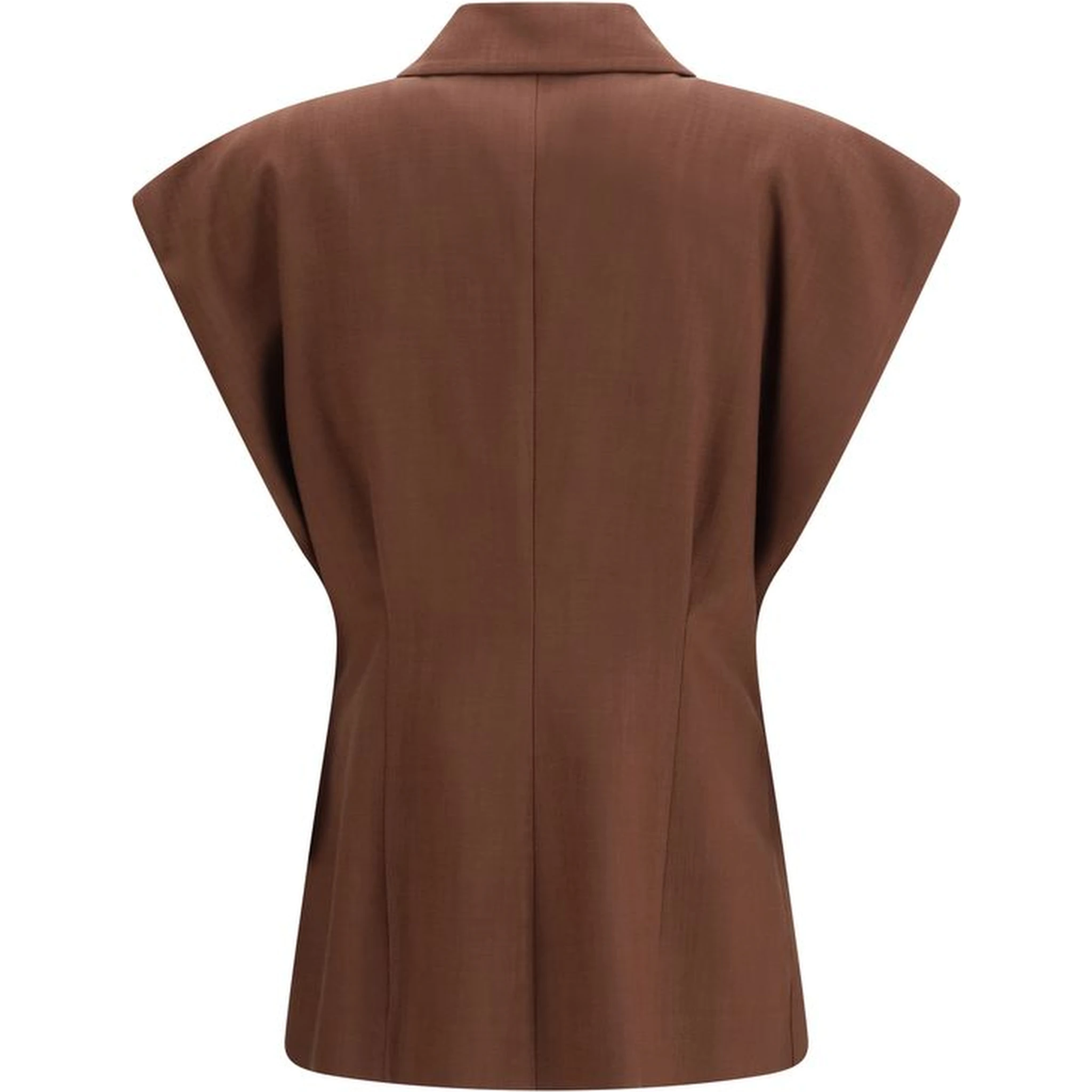 Brown Viscose Sleveless Jacket
