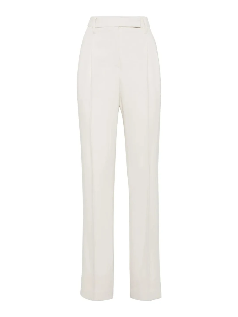 Beige Viscose Dress Pants