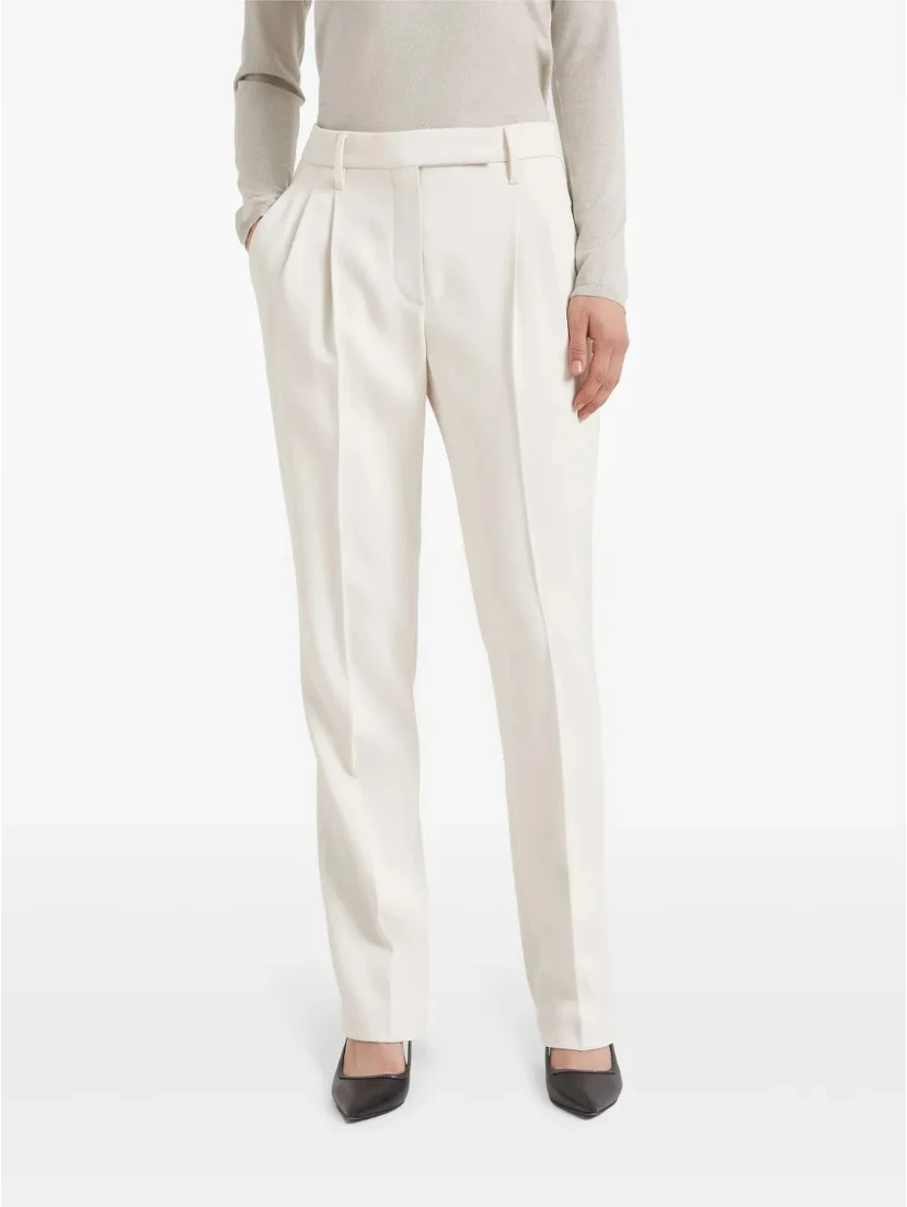 Beige Viscose Dress Pants
