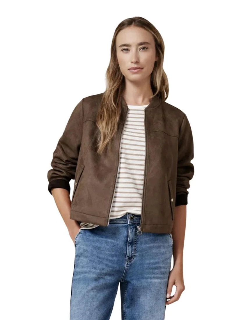 Brown Polyester Bomber