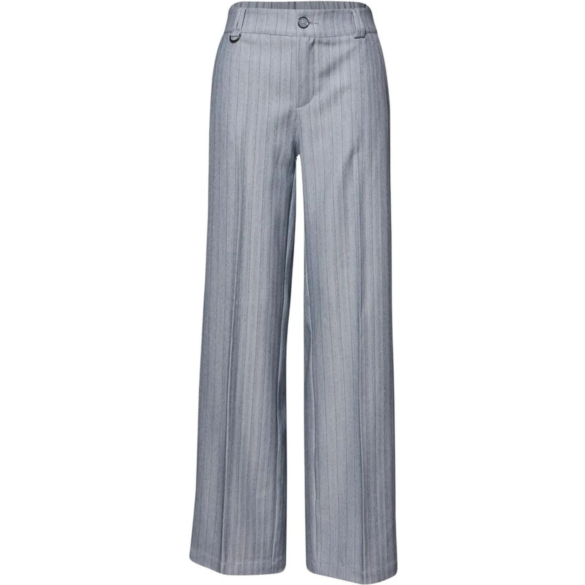 Blue Polyester Casual Pants