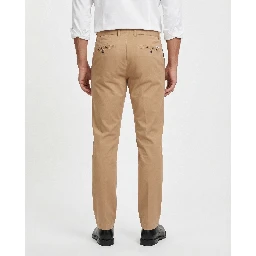 Beige Elastane Casual Pants