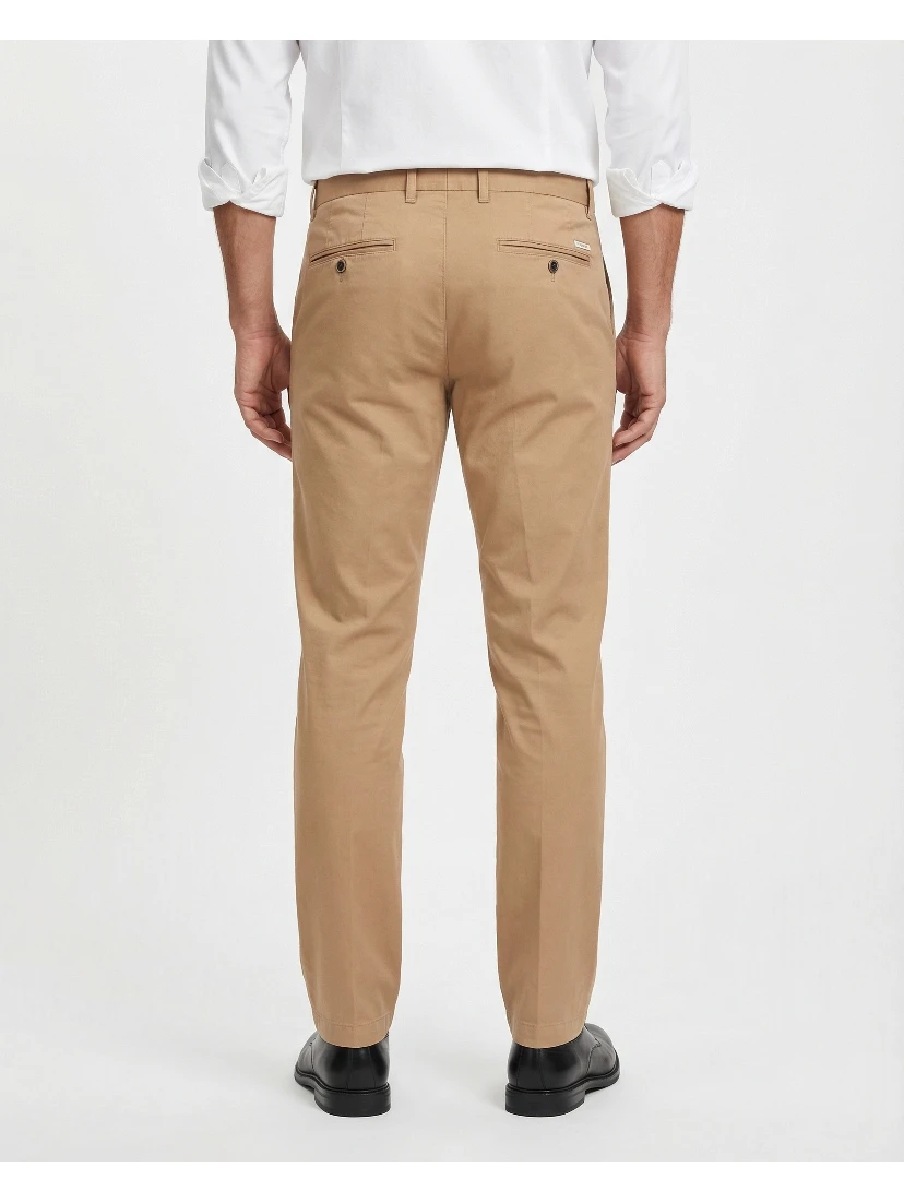 Beige Elastane Casual Pants