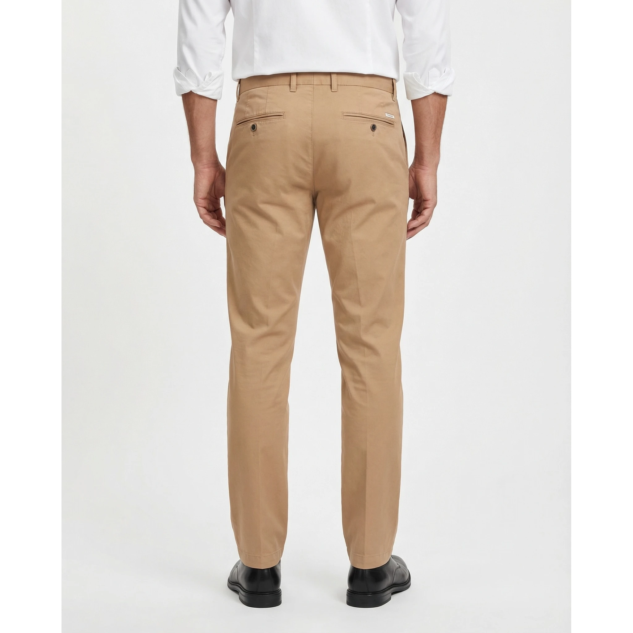 Beige Elastane Casual Pants