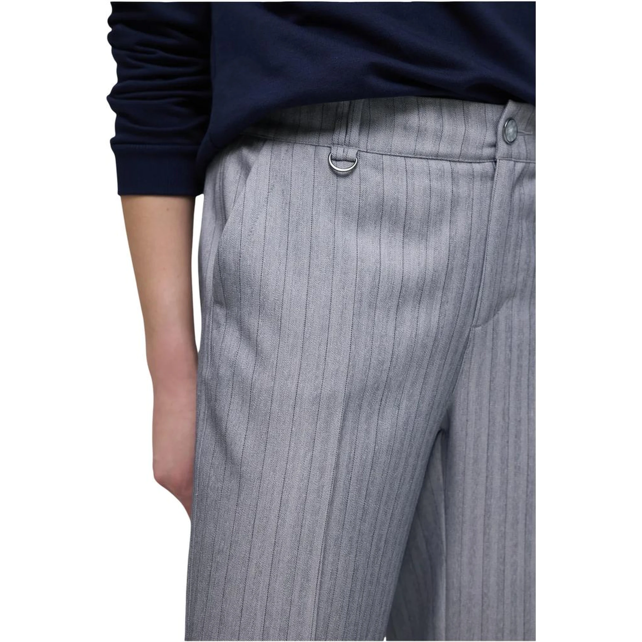 Blue Polyester Casual Pants