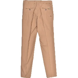 Beige Elastane Casual Pants