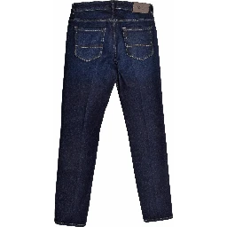 Navy Blue Cotton Straight-Leg Jeans