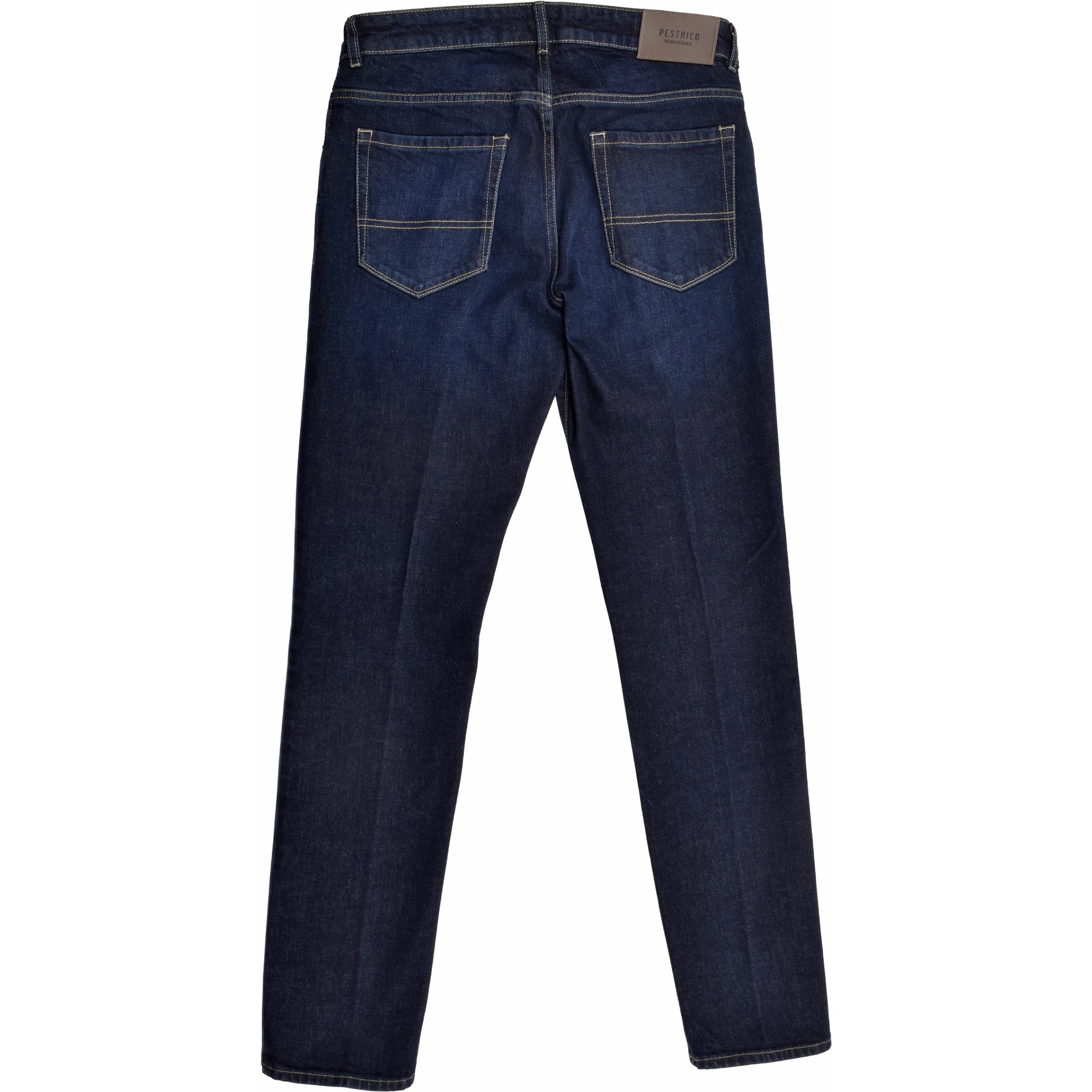 Navy Blue Cotton Straight-Leg Jeans