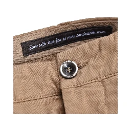 Beige Elastane Casual Pants