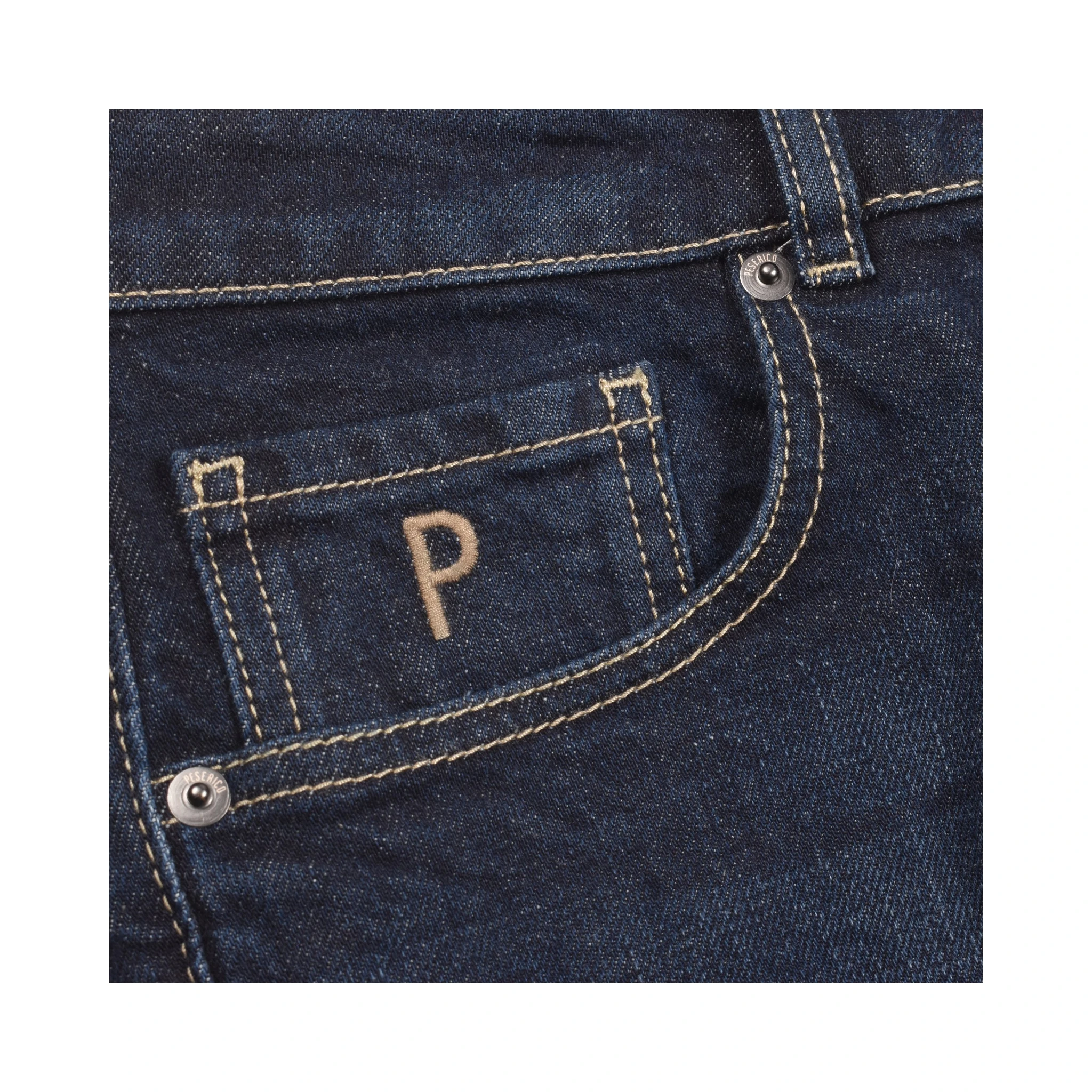 Navy Blue Cotton Straight-Leg Jeans