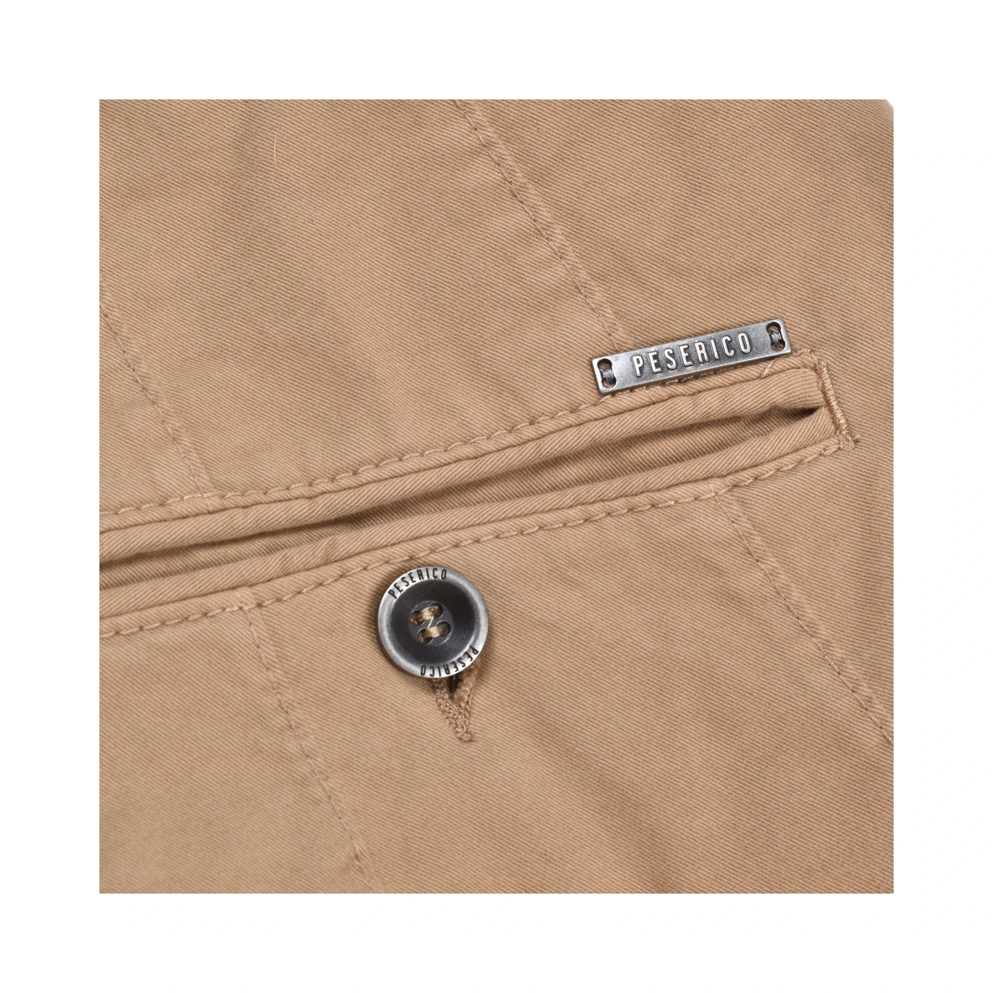 Beige Elastane Casual Pants