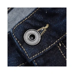 Navy Blue Cotton Straight-Leg Jeans