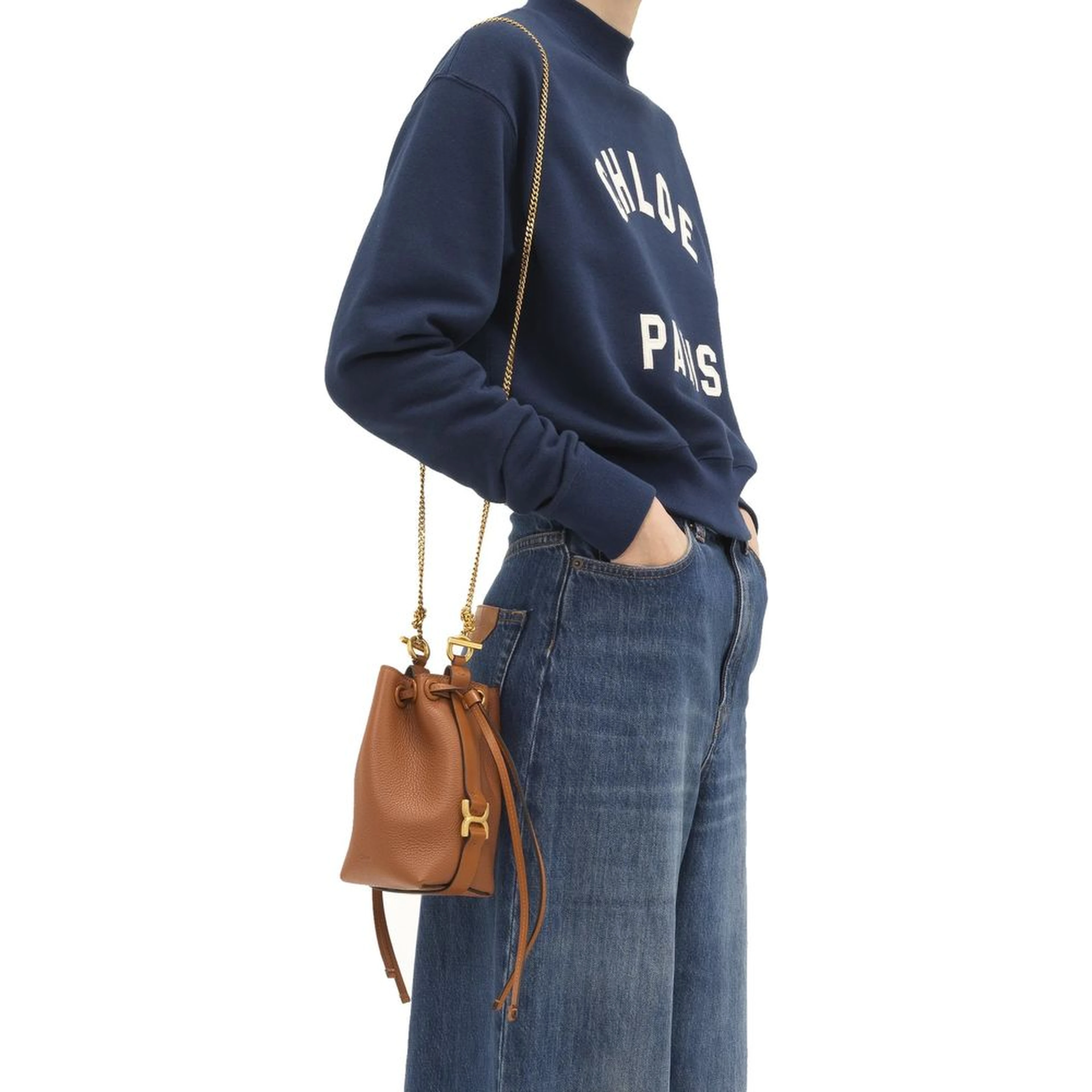Brown Calfskin Backet Bag