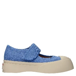 Blue Fabric Low Top Sneakers