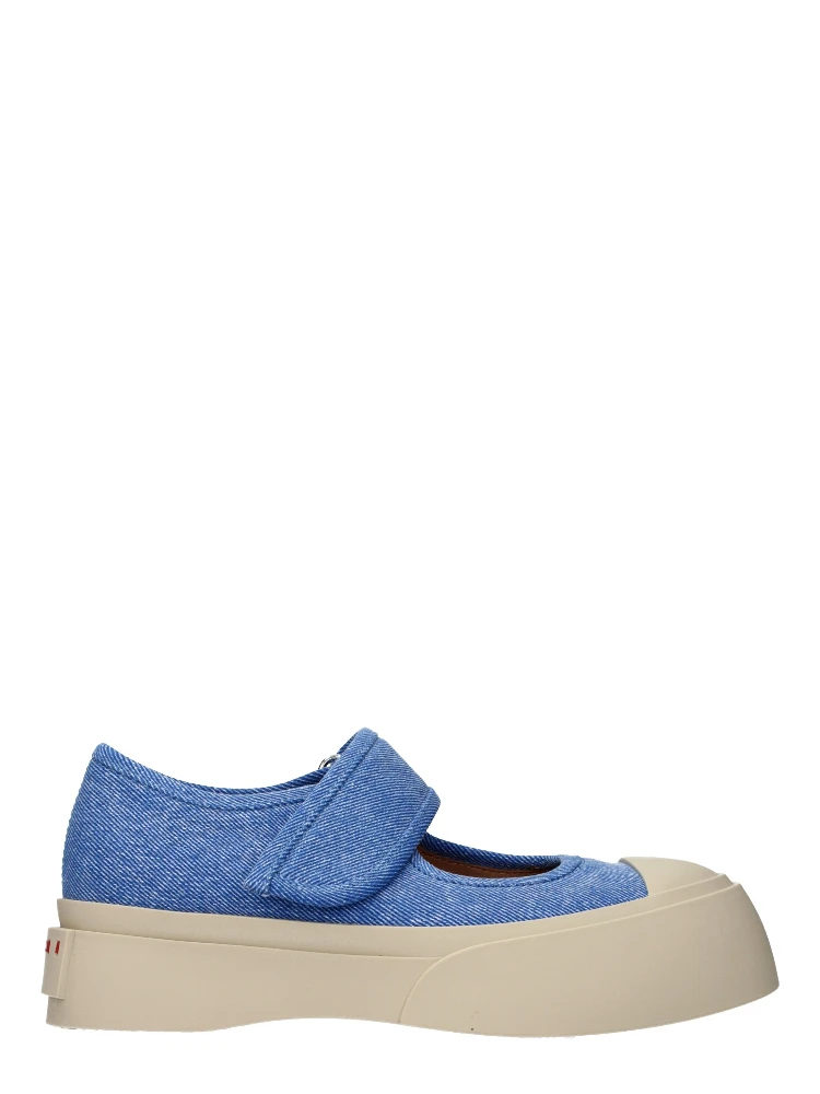 Blue Fabric Low Top Sneakers