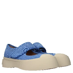 Blue Fabric Low Top Sneakers