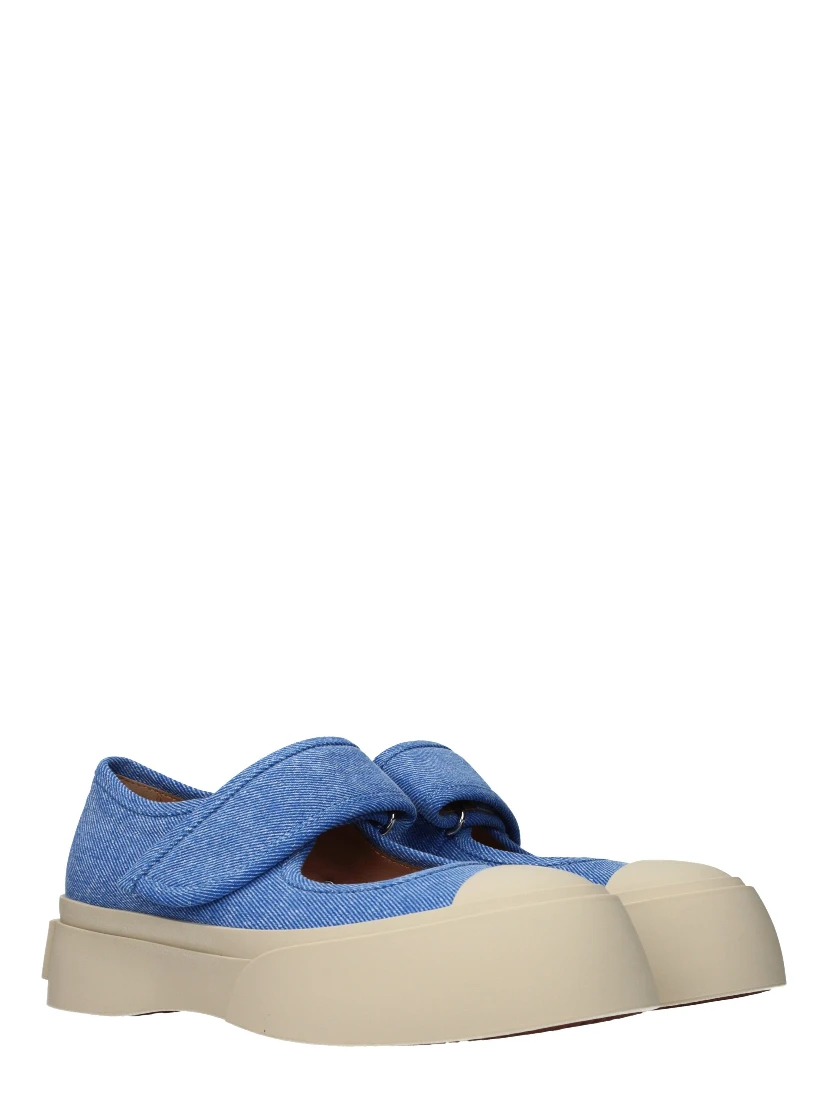 Blue Fabric Low Top Sneakers