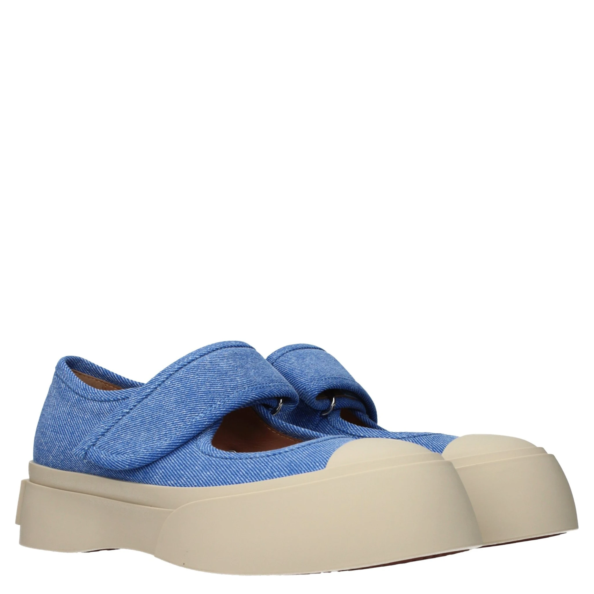 Blue Fabric Low Top Sneakers