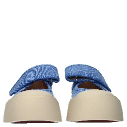 Blue Fabric Low Top Sneakers