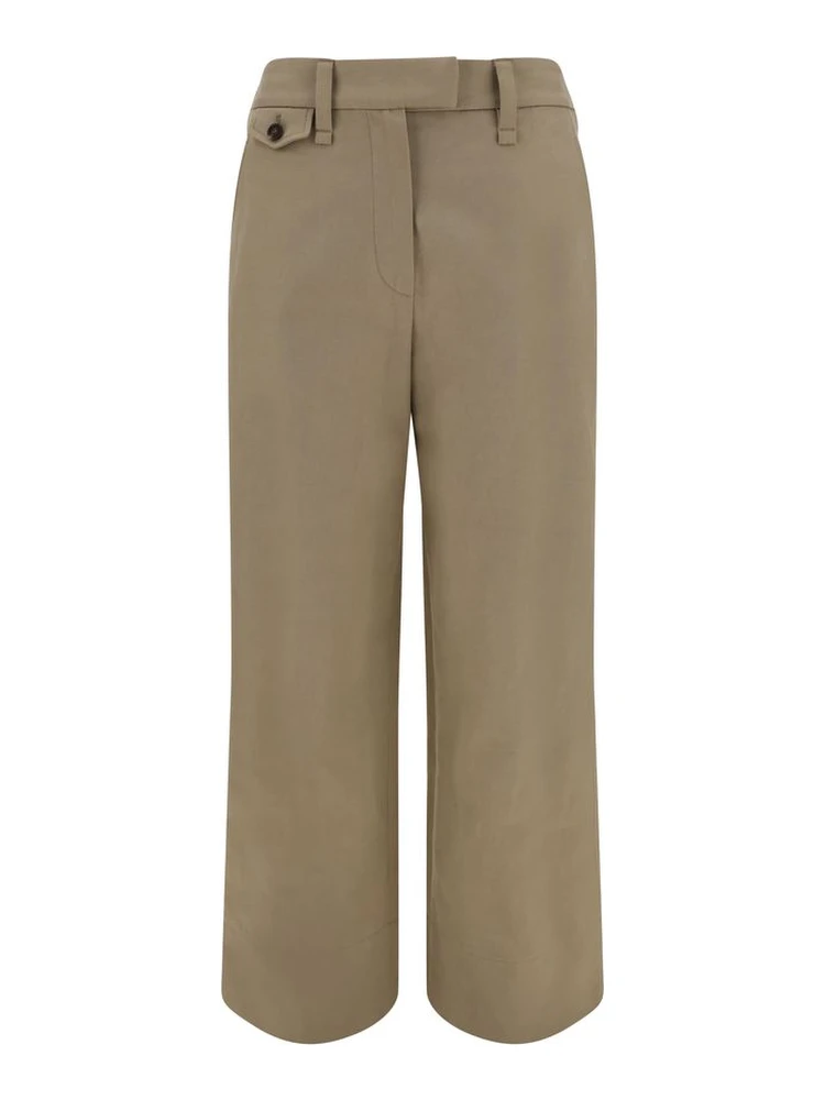 Beige Cotton Casual Pants