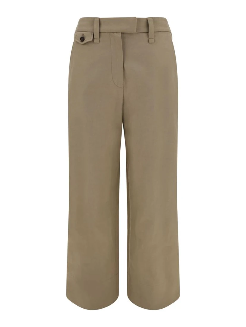 Beige Cotton Casual Pants