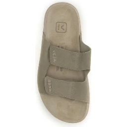 Beige Calf Leather Bos Taurus Flat Sandals