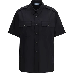 Black Cotton Shortsleeve Shirt