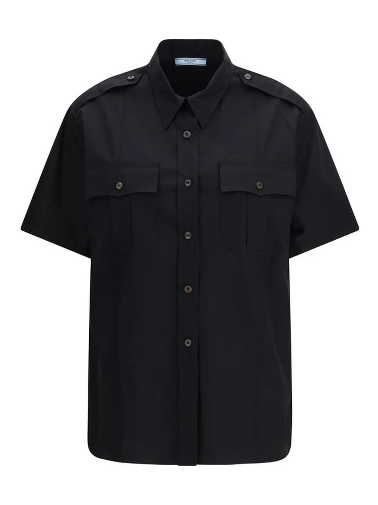 Black Cotton Shortsleeve Shirt