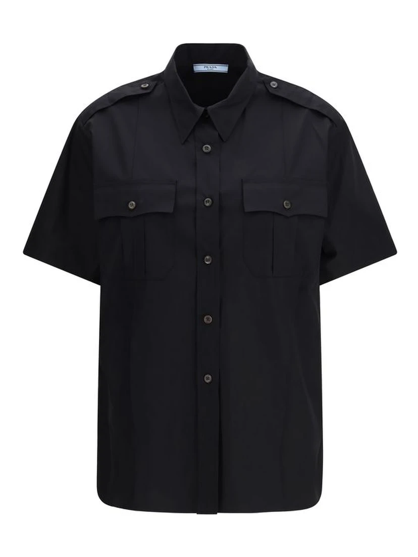 Black Cotton Shortsleeve Shirt