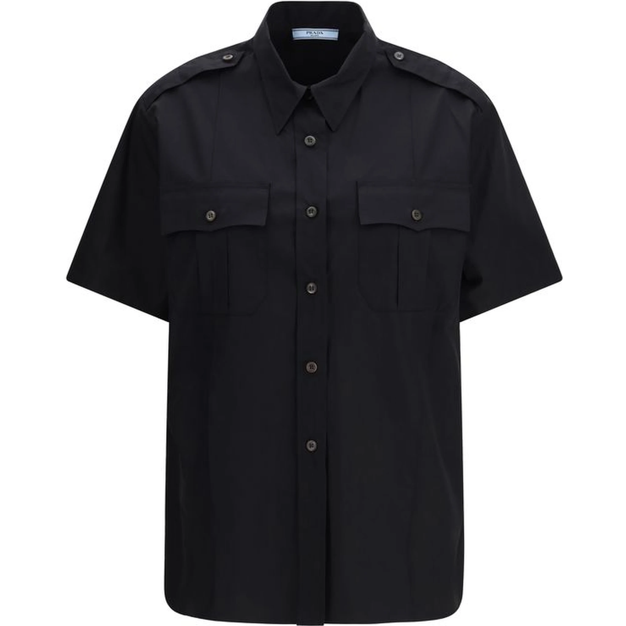 Black Cotton Shortsleeve Shirt