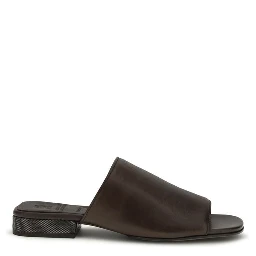 Brown Calf Leather Bos Taurus Slides