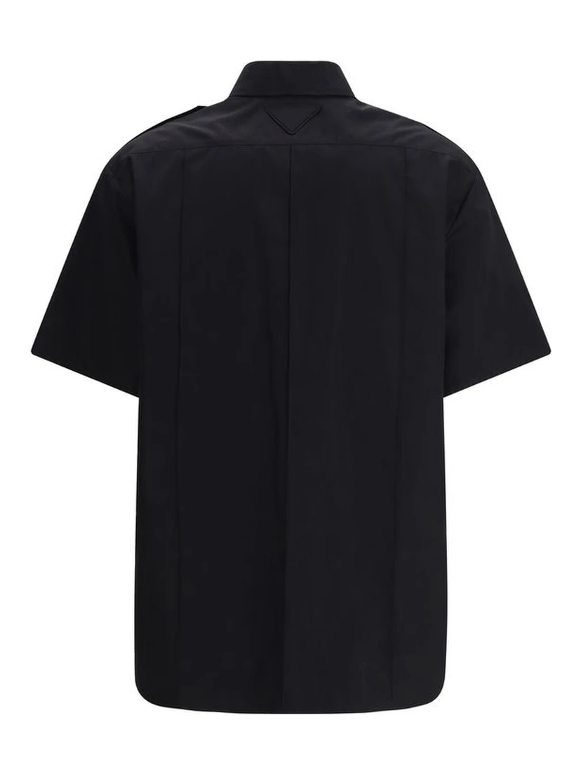 Black Cotton Shortsleeve Shirt