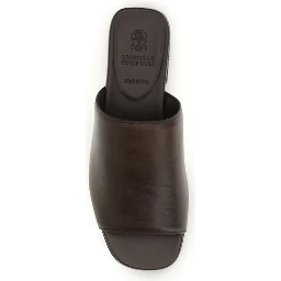 Brown Calf Leather Bos Taurus Slides