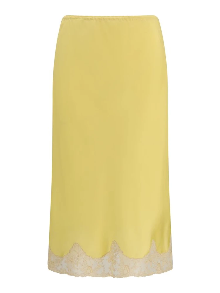 Bicolor Silk Midi Skirt